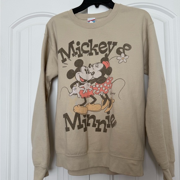 Junk Food Clothing Tops - Junk Food Clothing Beige Sweatshirt Disney Mickey Minnie